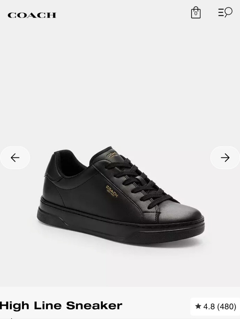 Coach Black Leather Womens Sneakers